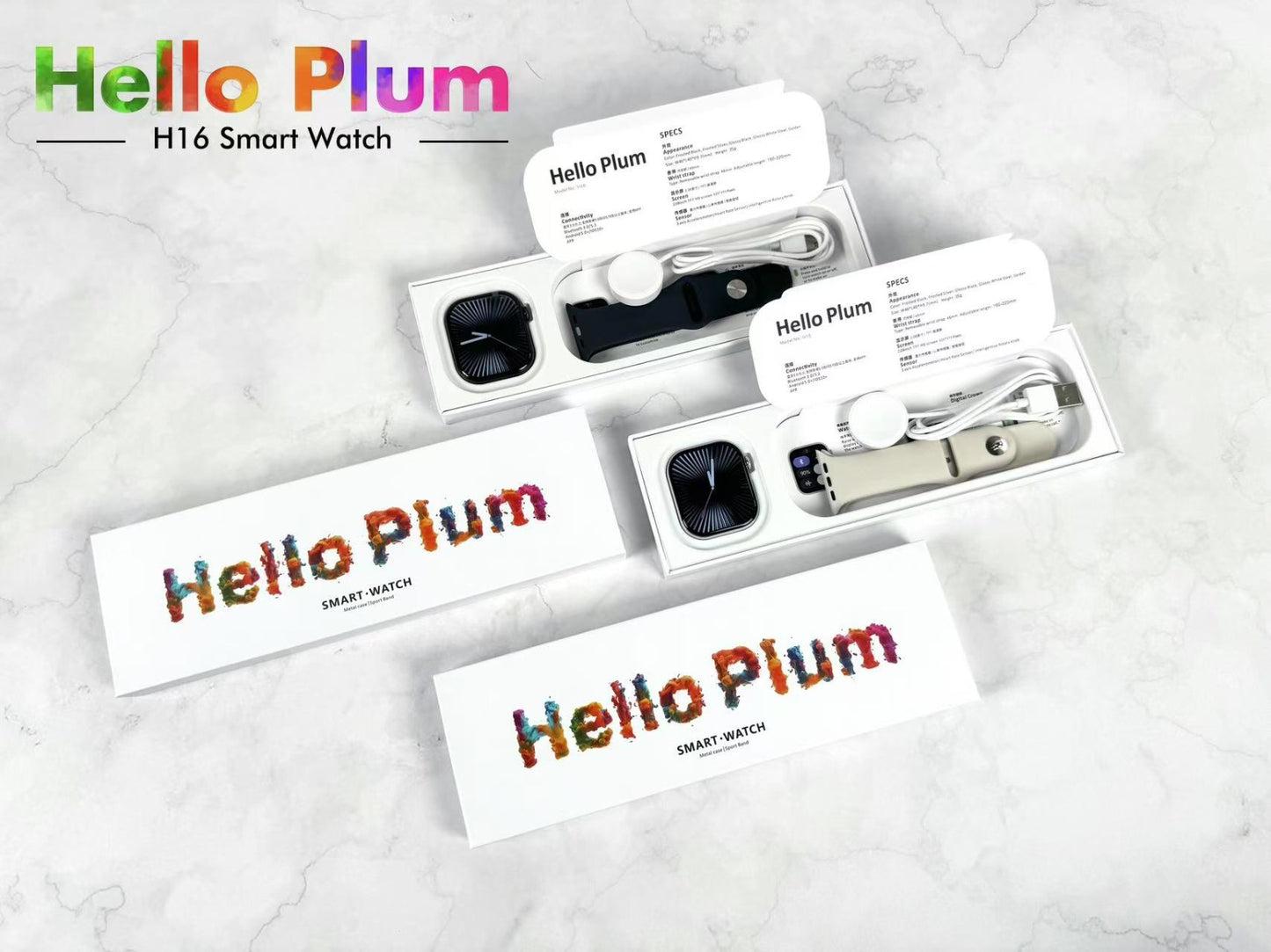 Hello Plum H16 Smart Watch for Women/Men, Compatible with Android & iPhone, 1.8'' Fitness Tracker Watch, Call & Notification Alerts, Heart Rate & Sleep Monitor, 120 Sports Modes, Waterproof Smart Watch