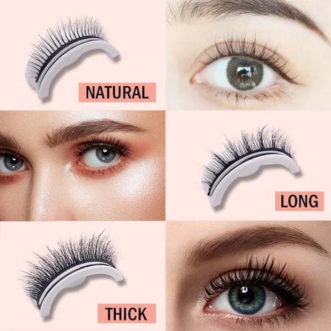 REUSABLE SELF-ADHESIVE EYELASHES ( A SET OF 3 PAIRS- 1 Pair Natural, 1 Pair Long & 1 Pair Thick )