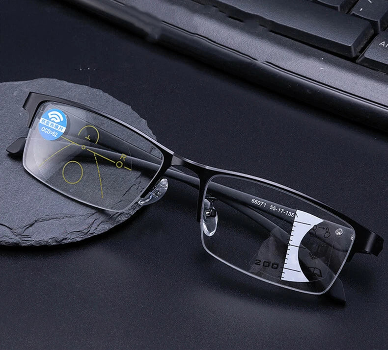 Progressive Photochromic, UV400 Protection & Blue Light Blocking Rimless Sunglasses