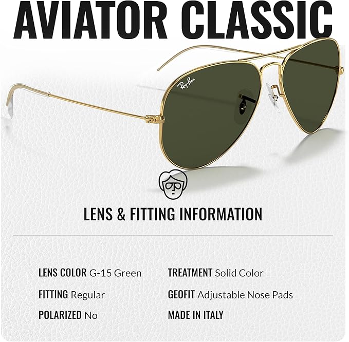 Ray-Ban RB3025 Black Aviator UV400 Polarized Sunglasses G15 Lenses - Unisex
