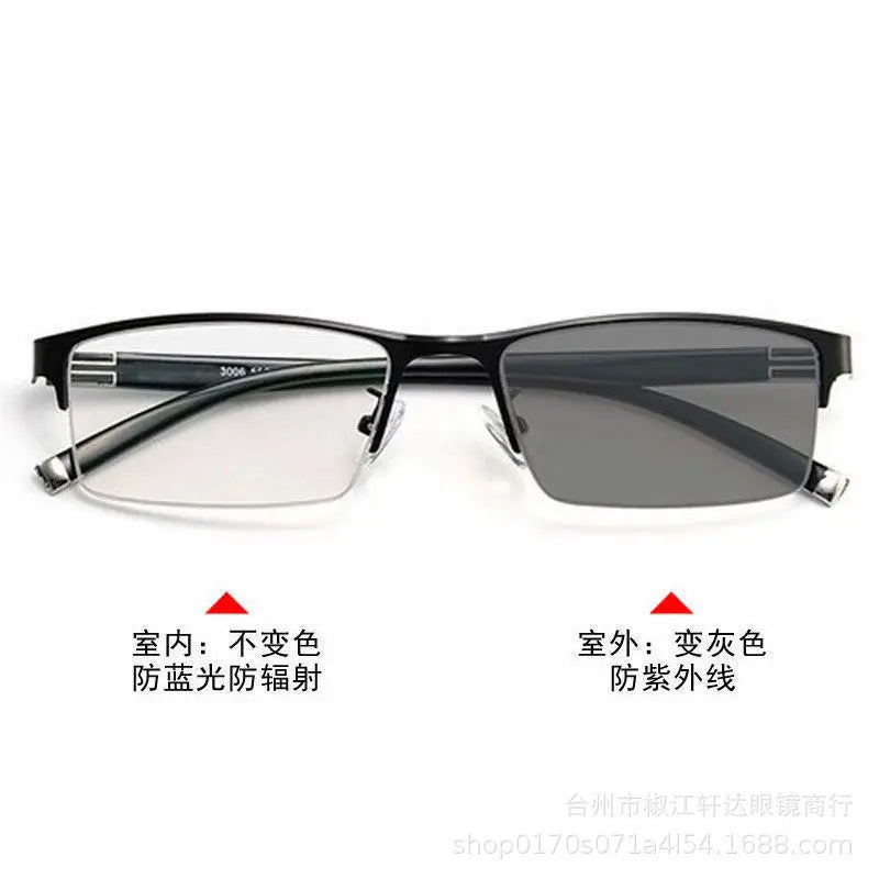 Progressive Photochromic, UV400 Protection & Blue Light Blocking Rimless Sunglasses