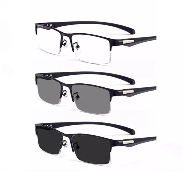 Progressive Photochromic, UV400 Protection & Blue Light Blocking Rimless Sunglasses