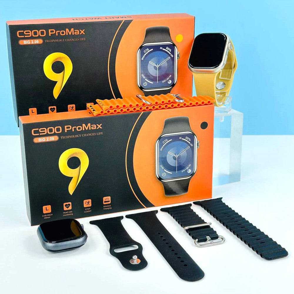 C900 Pro Max Smartwatch | Tracker for Health, Fitness, Running, Sleep Cycles, Monitor Heart Rate/Blood Oxygen...With Extra Straps