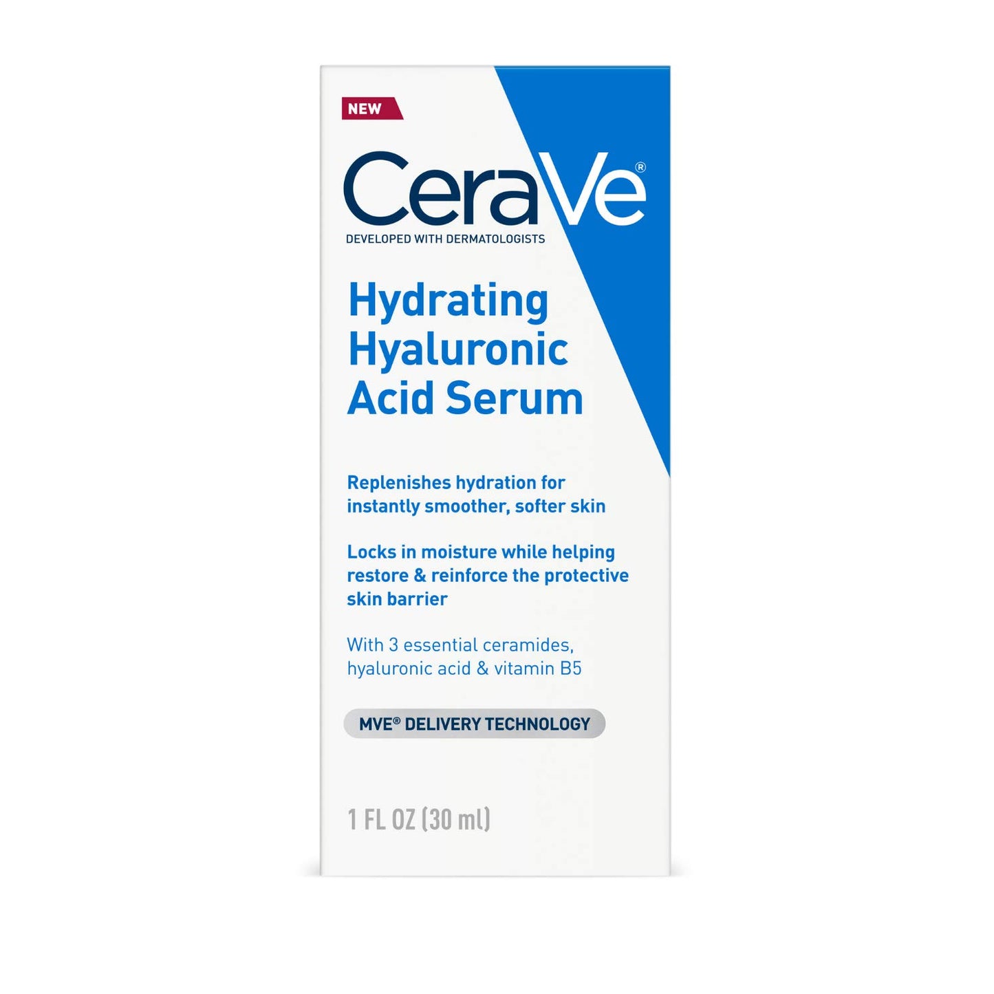 Cerave Hyaluronic Acid Serum for Face with Vitamin B5 and Ceramides | Hydrating Face Serum for Dry Skin | Fragrance Free |