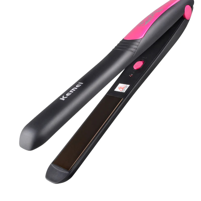 Flat Iron Hair Straightener, 100% Pure Titanium Flat Iron for One Pass to Achieve a Sleek Look, Curls Beautifully & Straightens Well