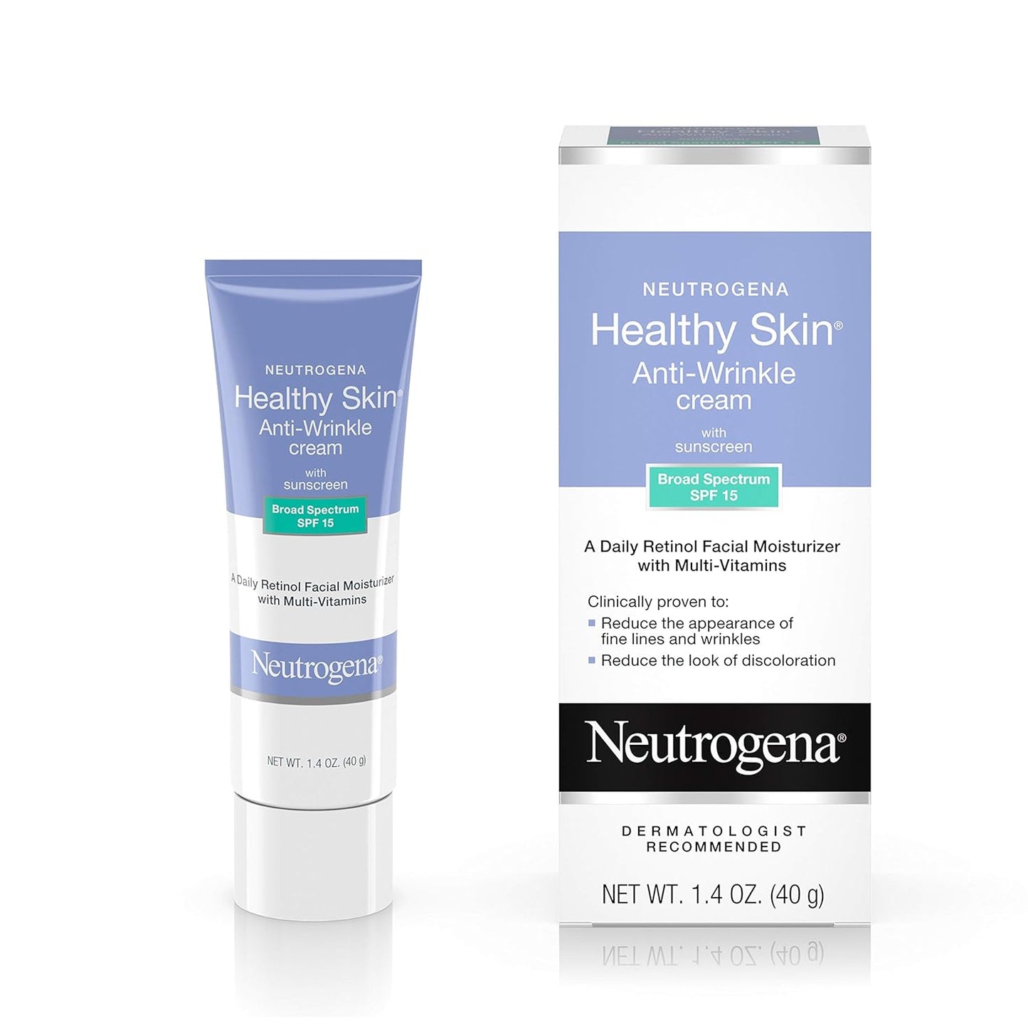 Neutrogena Healthy Skin Anti-Wrinkle Cream | Rapid Wrinkle Repair, Daily Anti-Aging Face Cream with Retinol & Hyaluronic Acid to Fight Fine Lines, Wrinkles & Dark Spots - 40g