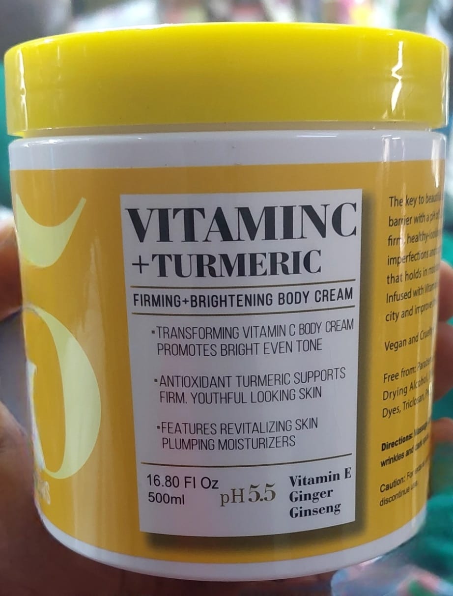 MEDIX 5.5 Vitamin C + Turmeric Cream - Face & Body  Moisturizer Lotion (500ml) |Anti Aging Skin Care, Firming & Brightening Cream, Diminishes The Look Of Uneven Skin Tone, Age Spots, & Sun Damaged Dry Skin