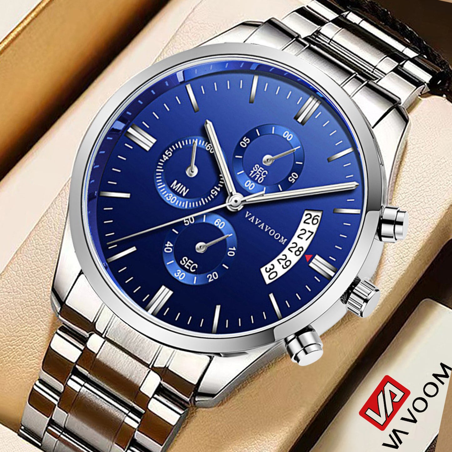 VA VA VOOM Stainless Steel Quartz  Wrist Watch – Waterproof, Luxury & Sporty