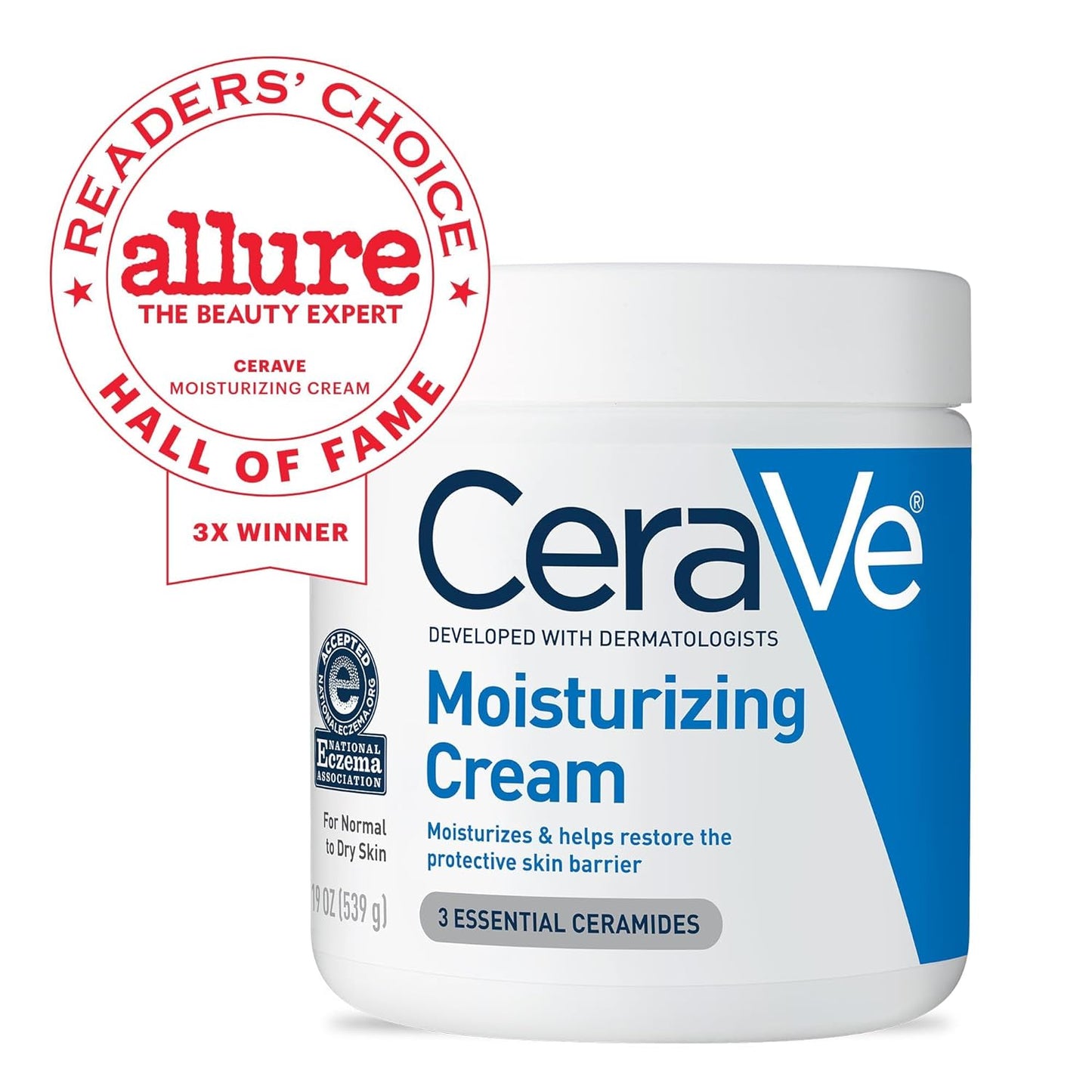 CeraVe Moisturizing Cream(454g) |Body & Face Moisturizer for Dry Skin| Body Cream with Hyaluronic Acid and Ceramides | Fragrance Free