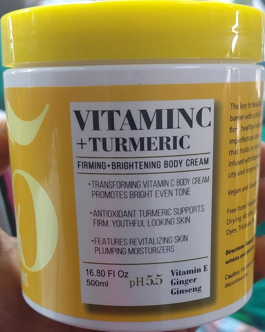 MEDIX 5.5 Vitamin C + Turmeric Cream - Face & Body  Moisturizer Lotion (500ml) |Anti Aging Skin Care, Firming & Brightening Cream, Diminishes The Look Of Uneven Skin Tone, Age Spots, & Sun Damaged Dry Skin