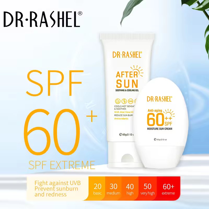 Dr. Rashel 2in1 ANTI-AGING & MOISTURE SUN CREAM SPF 60++ (60g) & AFTER SUN SOOTHING & COOLING GEL (60g)