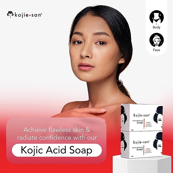 Kojie San Skin Brightening Soap (135g x 2 Bars)- Original Kojic Acid Soap that Reduces Dark Spots, Hyperpigmentation, & Scars with Coconut & Tea Tree Oil