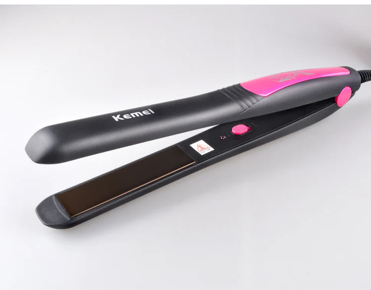 Flat Iron Hair Straightener, 100% Pure Titanium Flat Iron for One Pass to Achieve a Sleek Look, Curls Beautifully & Straightens Well