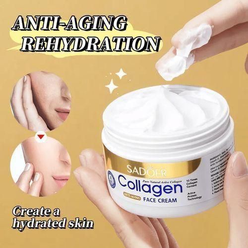 SADOER 2 in 1 Collagen Cream & Serum Face Combo - Anti Aging Collagen Combo for Bright, Firm, Smooth & Moisturized Skin