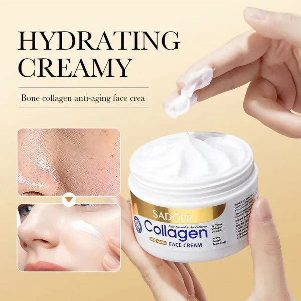 SADOER 2 in 1 Collagen Cream & Serum Face Combo - Anti Aging Collagen Combo for Bright, Firm, Smooth & Moisturized Skin