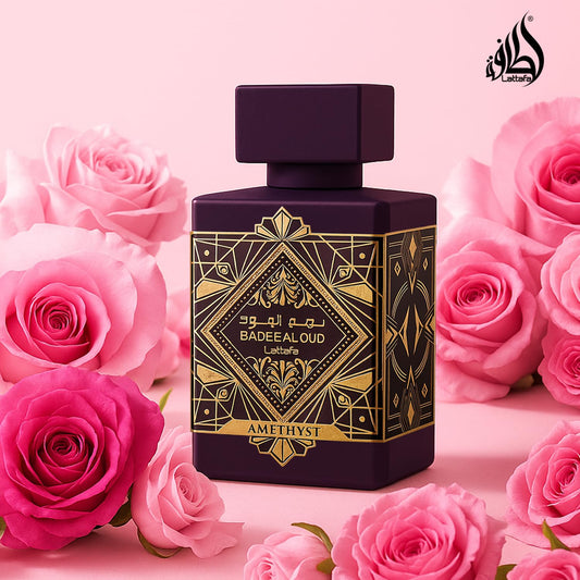 Lattafa Bade'e Al Oud Amethyst - Floral, Fruity, Amber, Oud - Eau de Parfum Long-Lasting Fragrance for Unisex - 100 ml