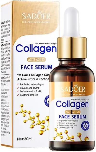 SADOER 2 in 1 Collagen Cream & Serum Face Combo - Anti Aging Collagen Combo for Bright, Firm, Smooth & Moisturized Skin