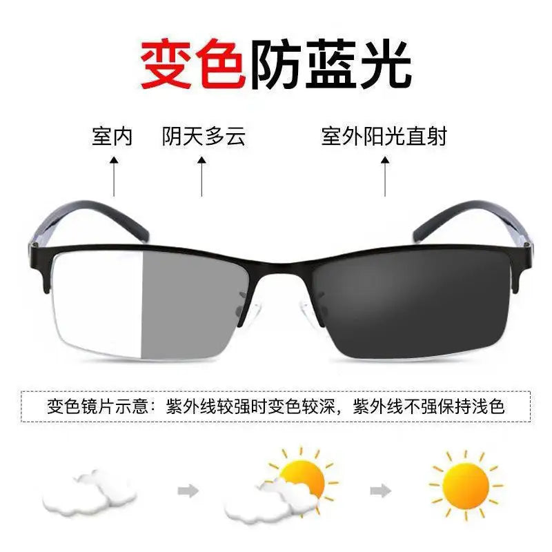 Progressive Photochromic, UV400 Protection & Blue Light Blocking Rimless Sunglasses