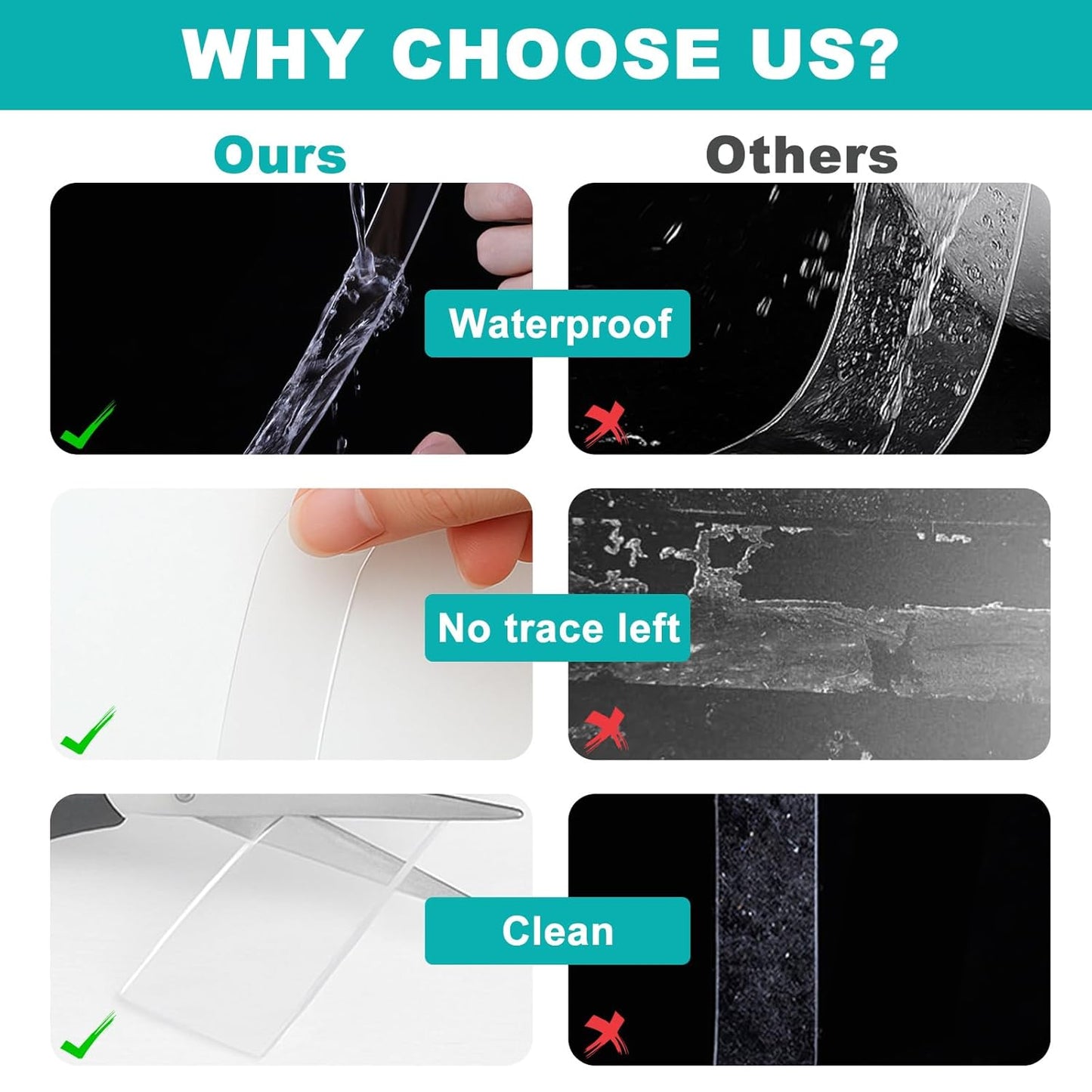 Magic Heavy Duty Nano-Tech Adhesive Tape - Magic Double Sided Clear & Removable Nano Mounting Tape for Walls, Carpets & Rugs – (3cm x 5M Long)