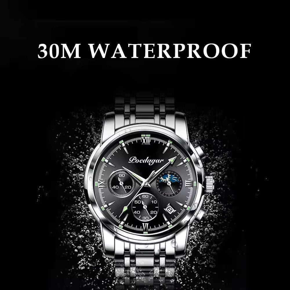 POEDAGAR Men Quartz Wrist Watch | Luxury Leather Waterproof Sport Watch, Luxury Luminous Waterproof Quartz Watch