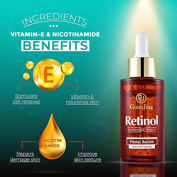 GuanJing Skin Anti-Aging Retinol Face Serum(40ml)| Anti-Aging Serum, Skin Tightener & Fade Dark Spots